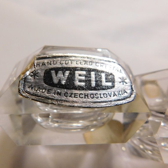 Vintage Weil Hand Cut Lead Crystal Open Salt Cellars Czechoslovakia - Picture 5 of 7
